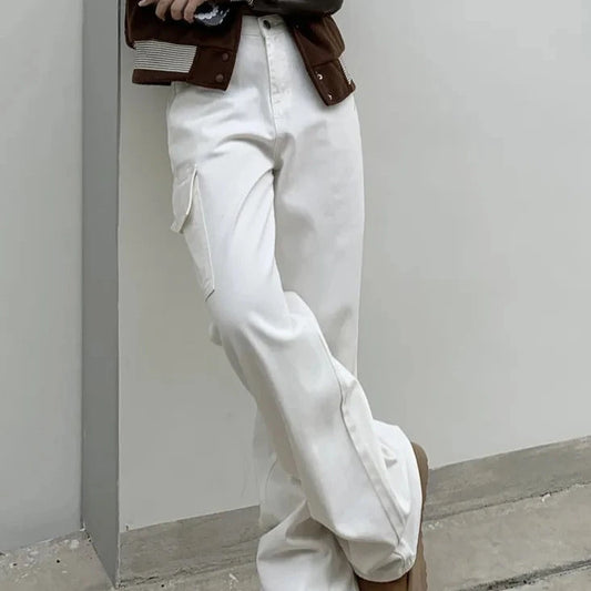 Pantalon Cargo Blanc Large Femme