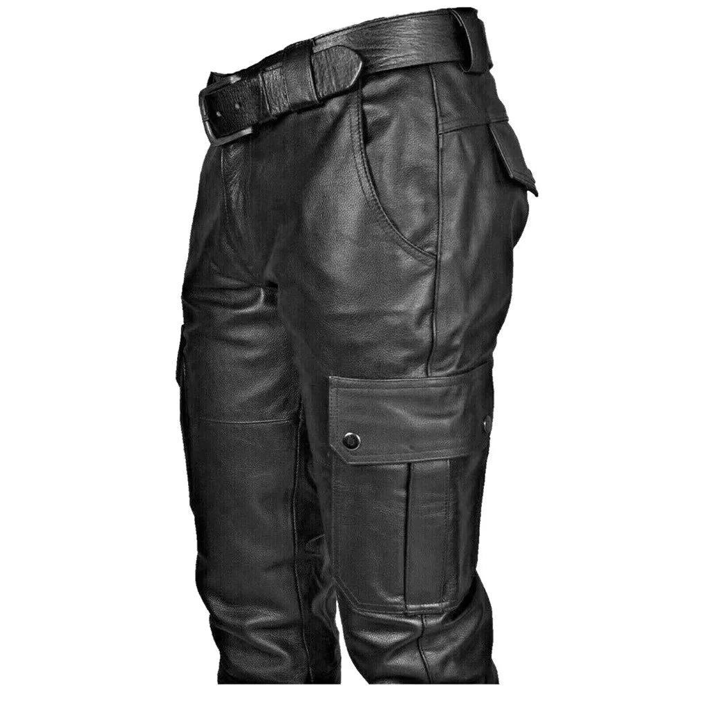 Pantalon Cargo en Cuire Homme