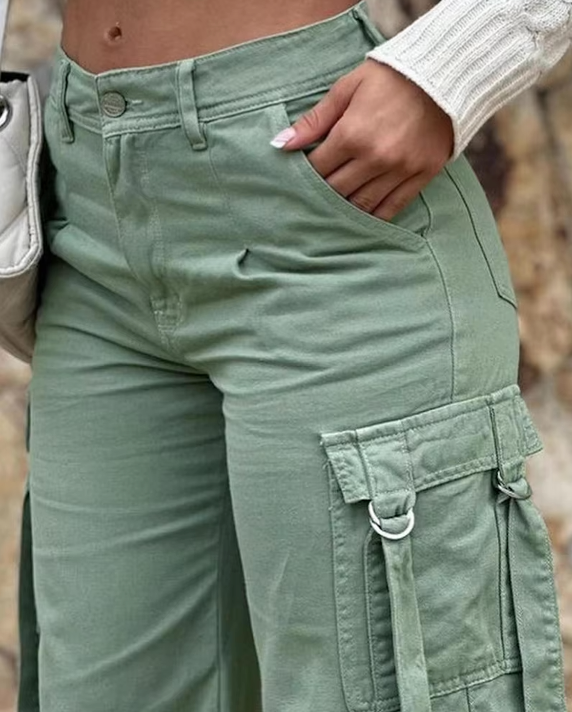 Pantalon décontracté Vert Femme