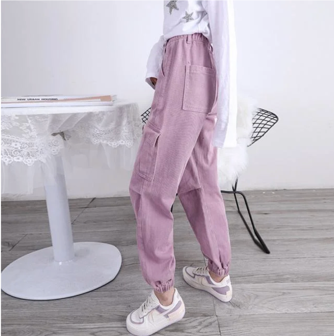 Pantalon Cargo Unique Rose Femme