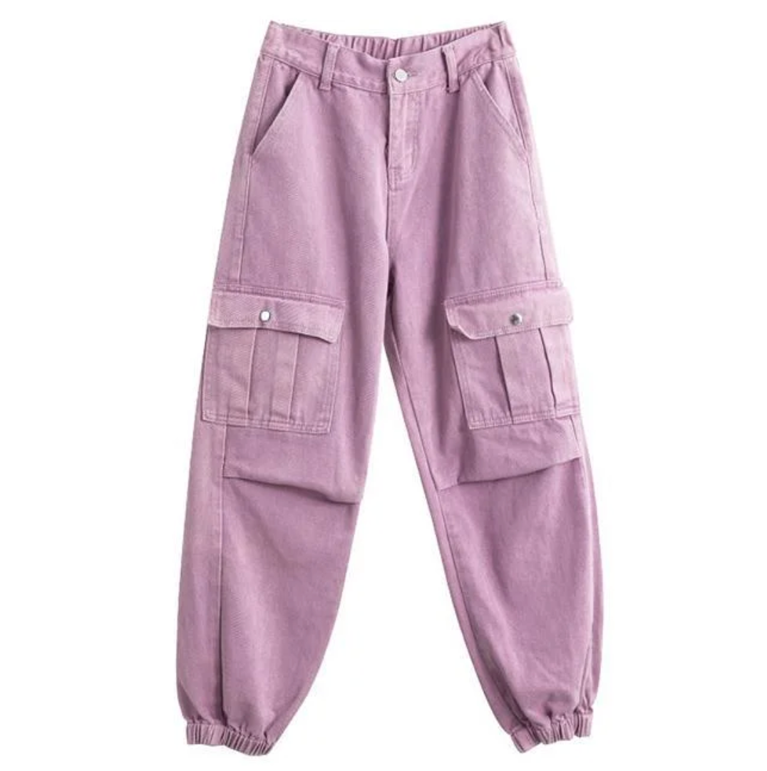 Pantalon Cargo Unique Rose Femme