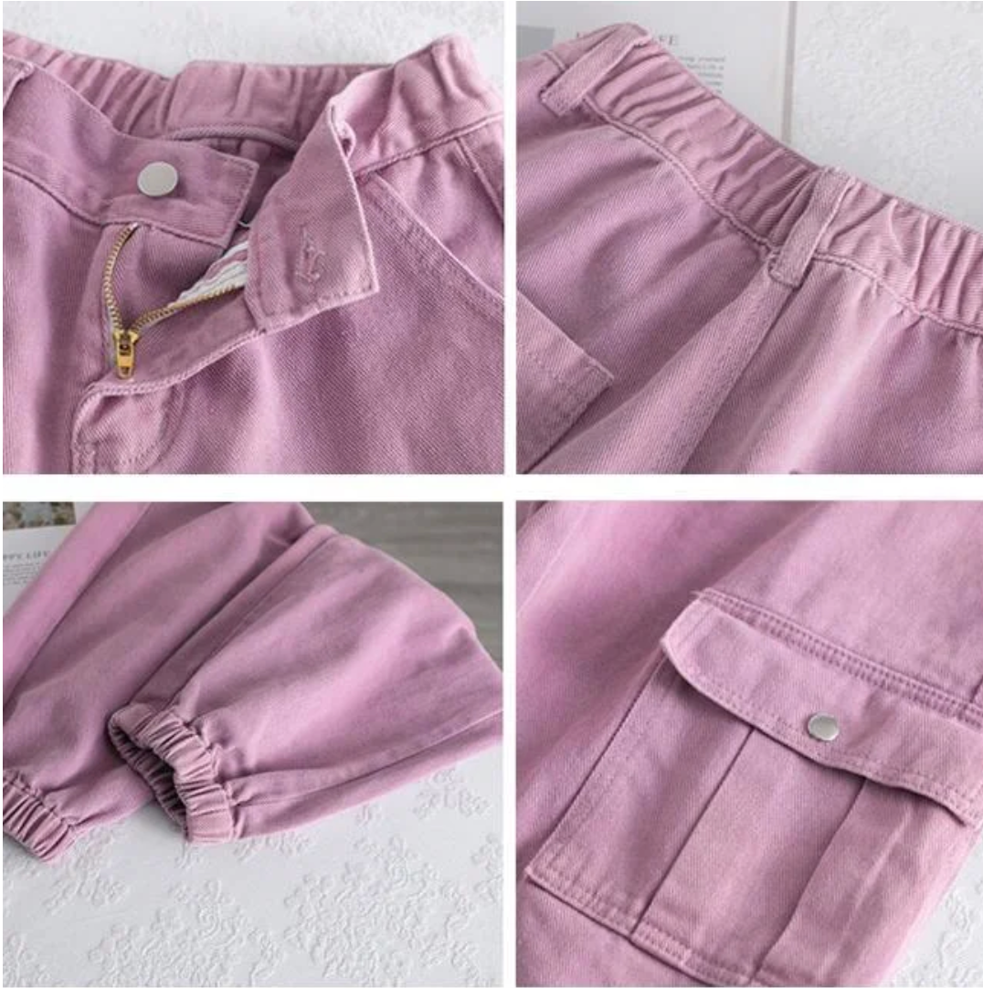 Pantalon Cargo Unique Rose Femme