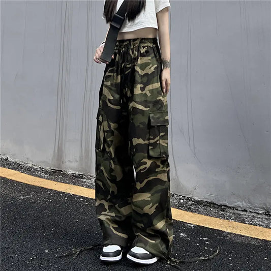 Pantalon Cargo Camo Large Femme